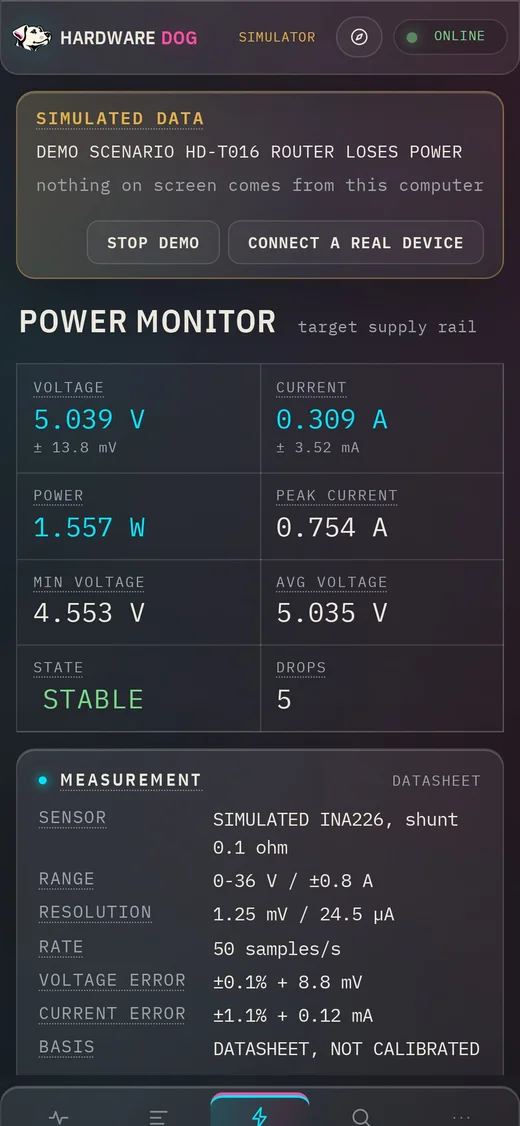 The power monitor — on phone